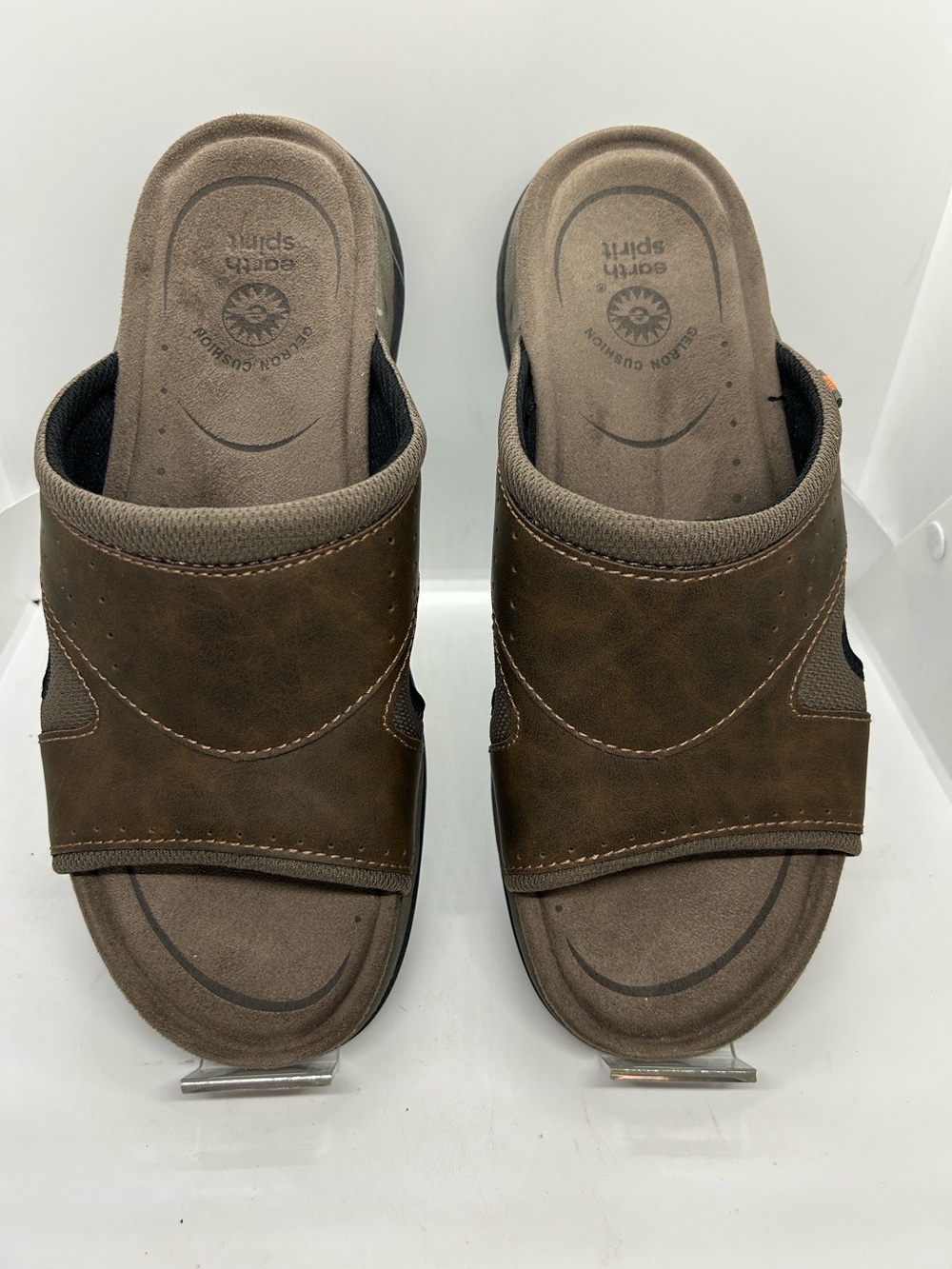 Earth Spirit Mens Brown Gelron Cushion Slide Sandals Size 11 US
